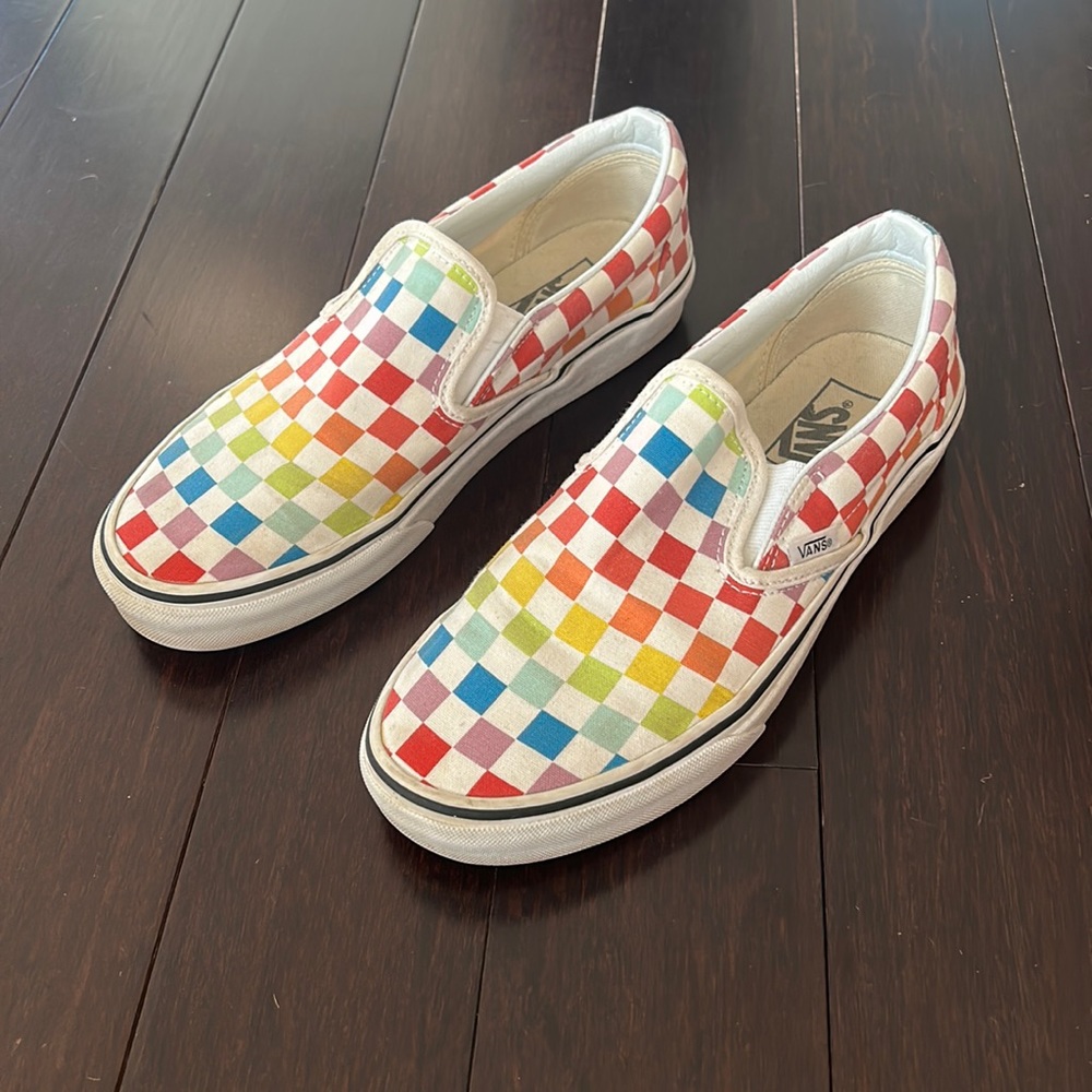 Rainbow checkered Vans - Women’s Size 8.5